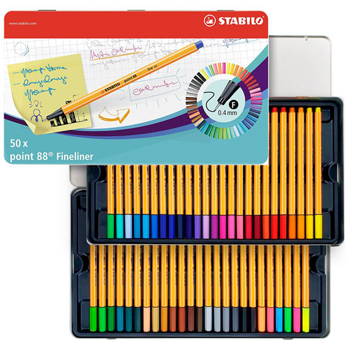 Bolígrafos Stabilo, artículos 8830, 1 punta fina 88, punto-30, cartera de  bolígrafos/marcadores de linea fina incluidos, 30 colores únicos. Paquete  de