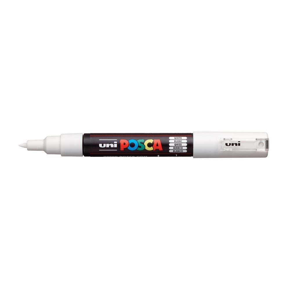 Uni Posca PC-1MR - Rotuladores de pintura de color blanco, ultrafinos de  0.028 in, punta de calibre, escritura en cualquier superficie, tela de