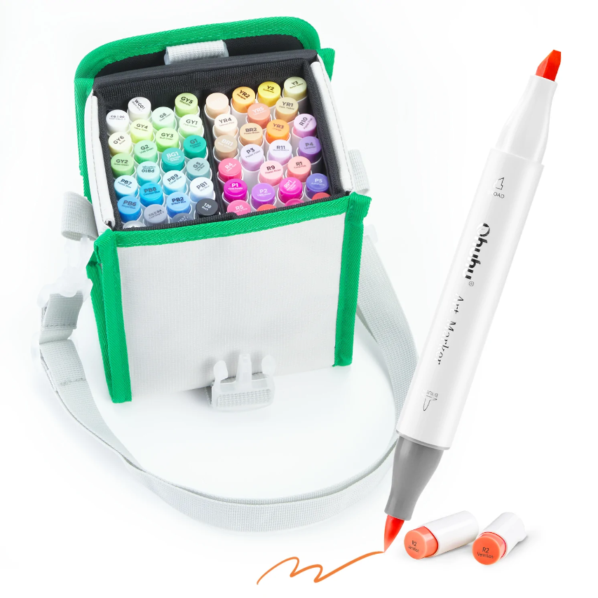 Rotuladores de pincel de acuarela profesional 48 colores de Ohuhu, pinceles  de marcador de dibujo a base de agua con una pluma de agua de mezcla