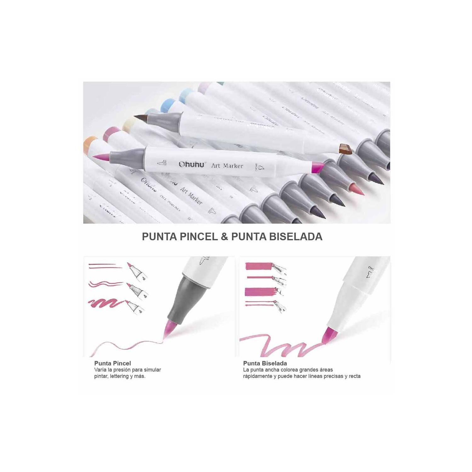 PaperStop - Llegaron los marcadores #ohuhu 🤩!! Son marcadores de alcohol  con doble punta: una punta pincel y otra biselada💜. Su tinta es de alta  calidad y los colores pueden mezclarse entre